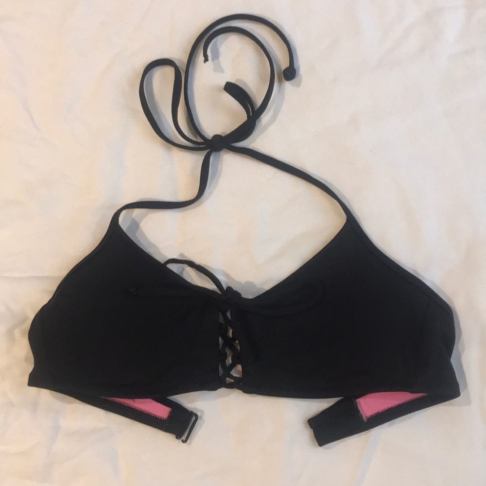 black tie up bikini top